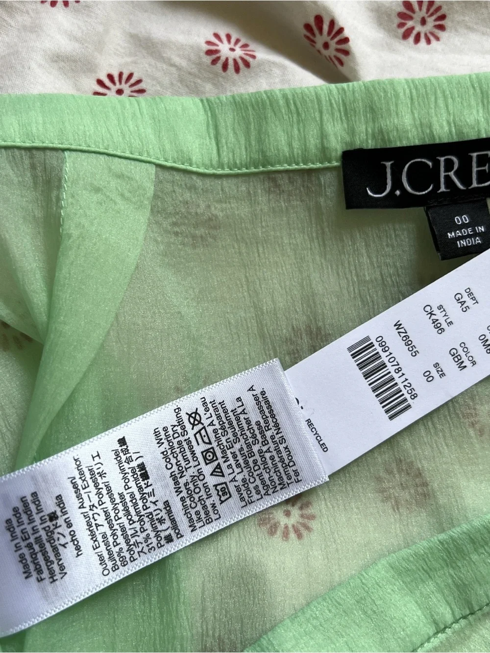 J. Crew Sheer Mint Green Ruffle Midi Skirt - Size 00